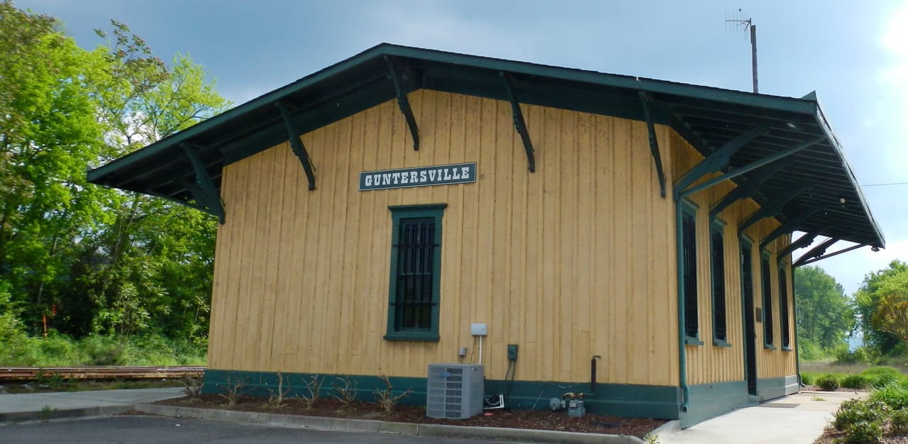 This is a photo of the Guntersville Railroad Depot Museum, a newly renovated depot with miniature train display, plus memorabilia from years past. www.guntersvillehistoricalsociety.org