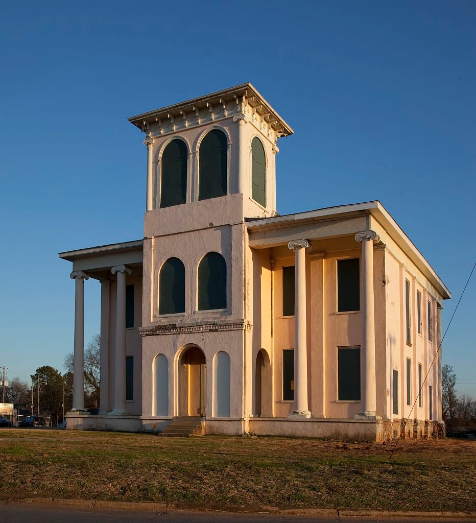Greek Revival Drish House mansion with Italianate tower in Tuscaloosa, Alabama