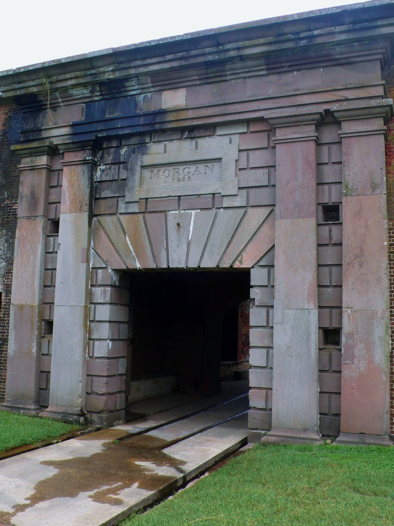 Brick entrance archway at Fort Morgan on Mobile Point in Baldwin County, Alabama