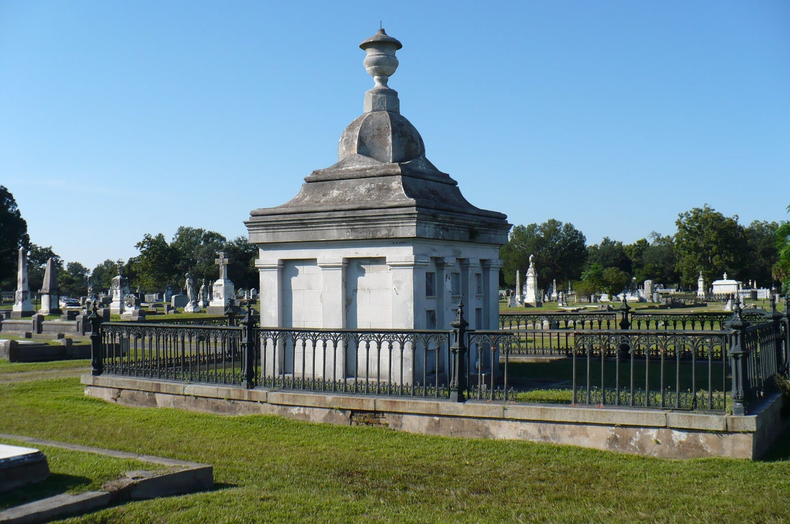 The Wilson Mausoleum at Magnolia Cemetery in Mobile, Alabama, a historic cemetery established 1836.