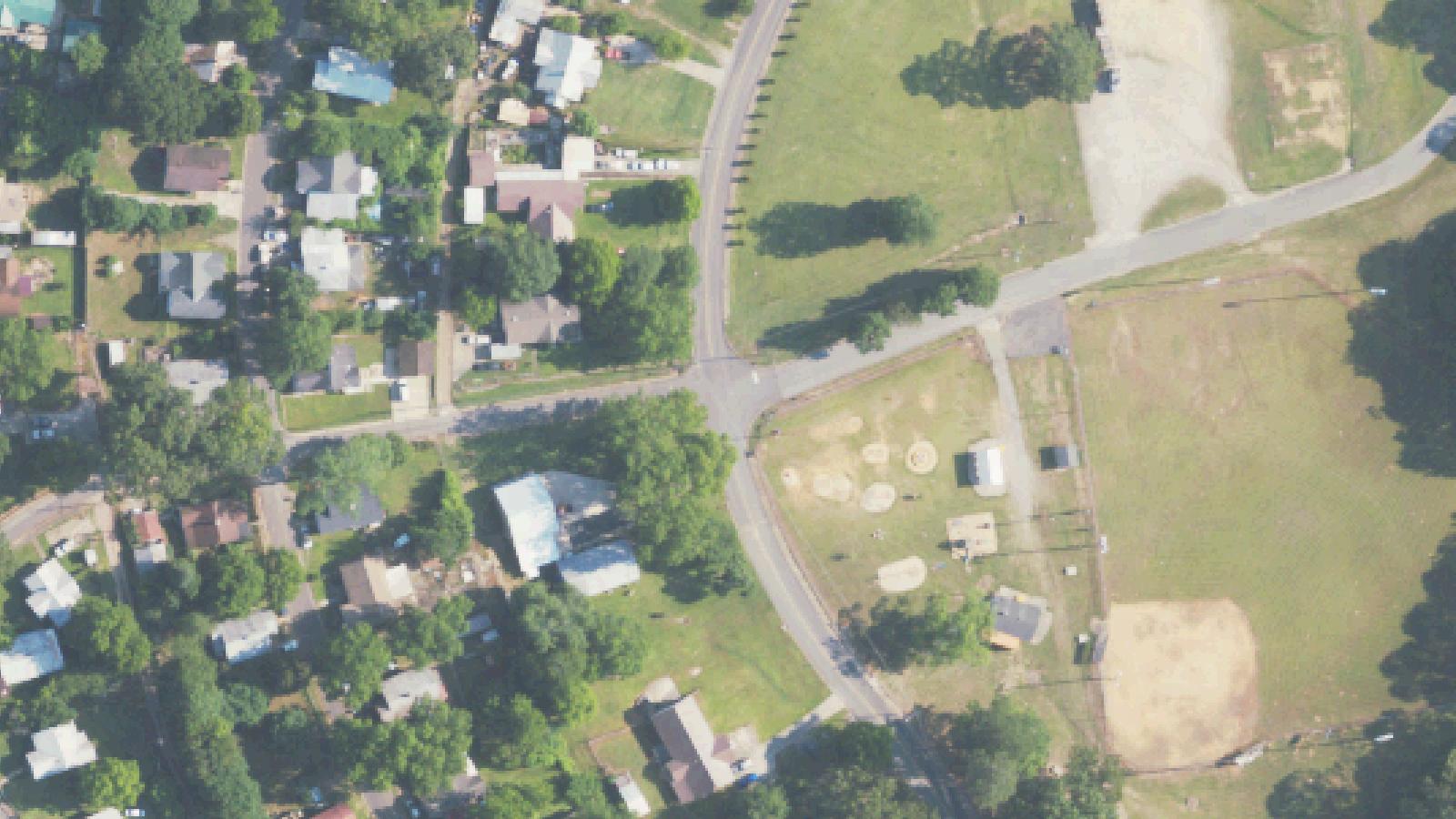 Aerial survey view of Village Falls Cemetery