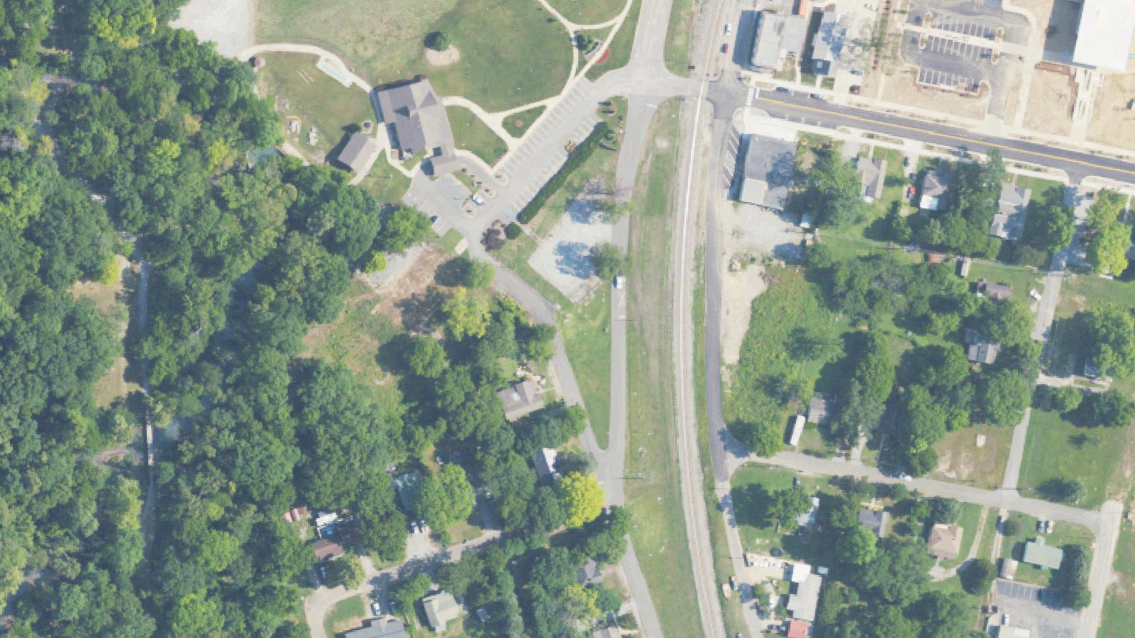 Aerial survey view of Buck Creek Cotton Mill Historic Site