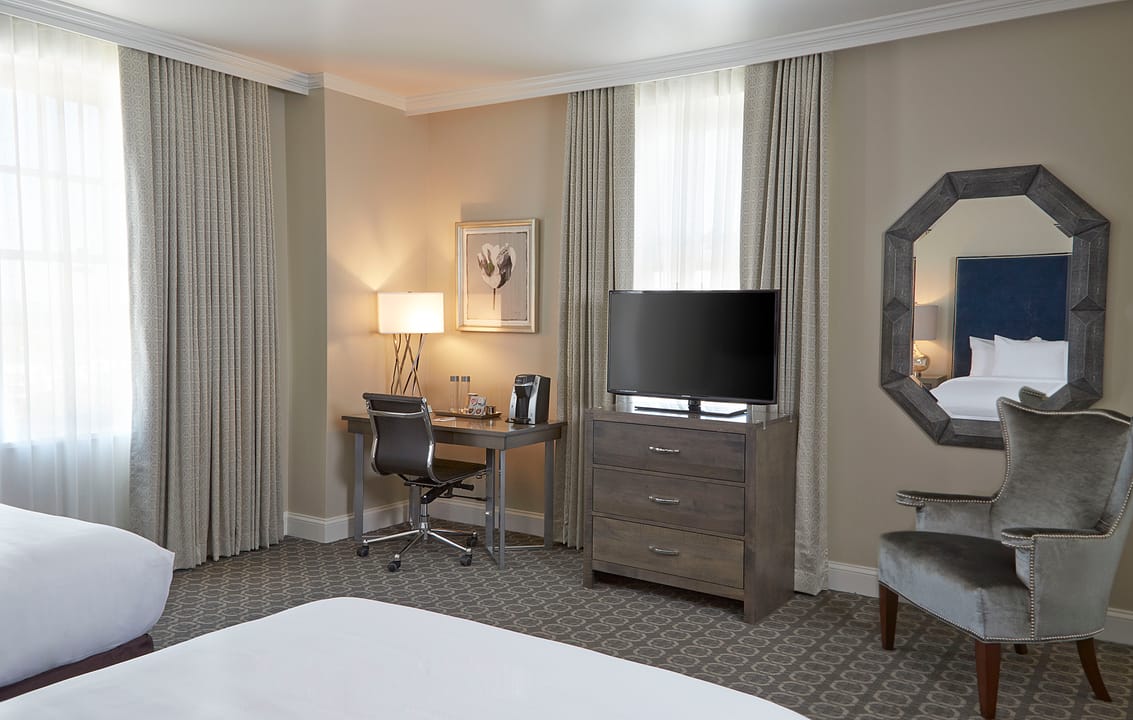 A Deluxe Double guest room at the Redmont Hotel in Birmingham, Alabama.