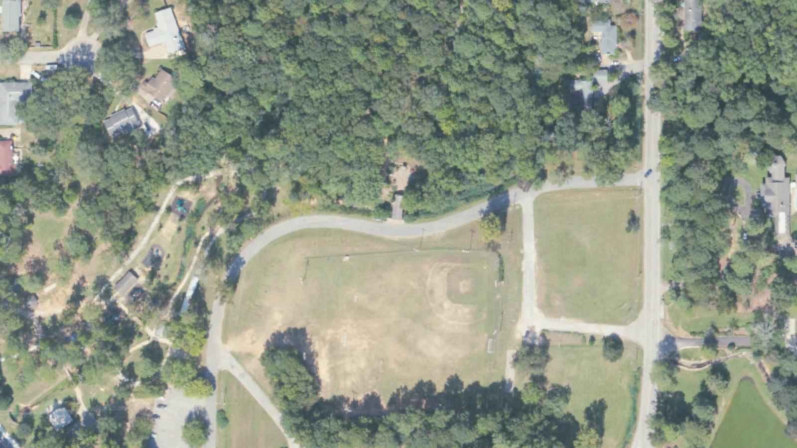 Aerial survey view of Salem-Shotwell Covered Bridge