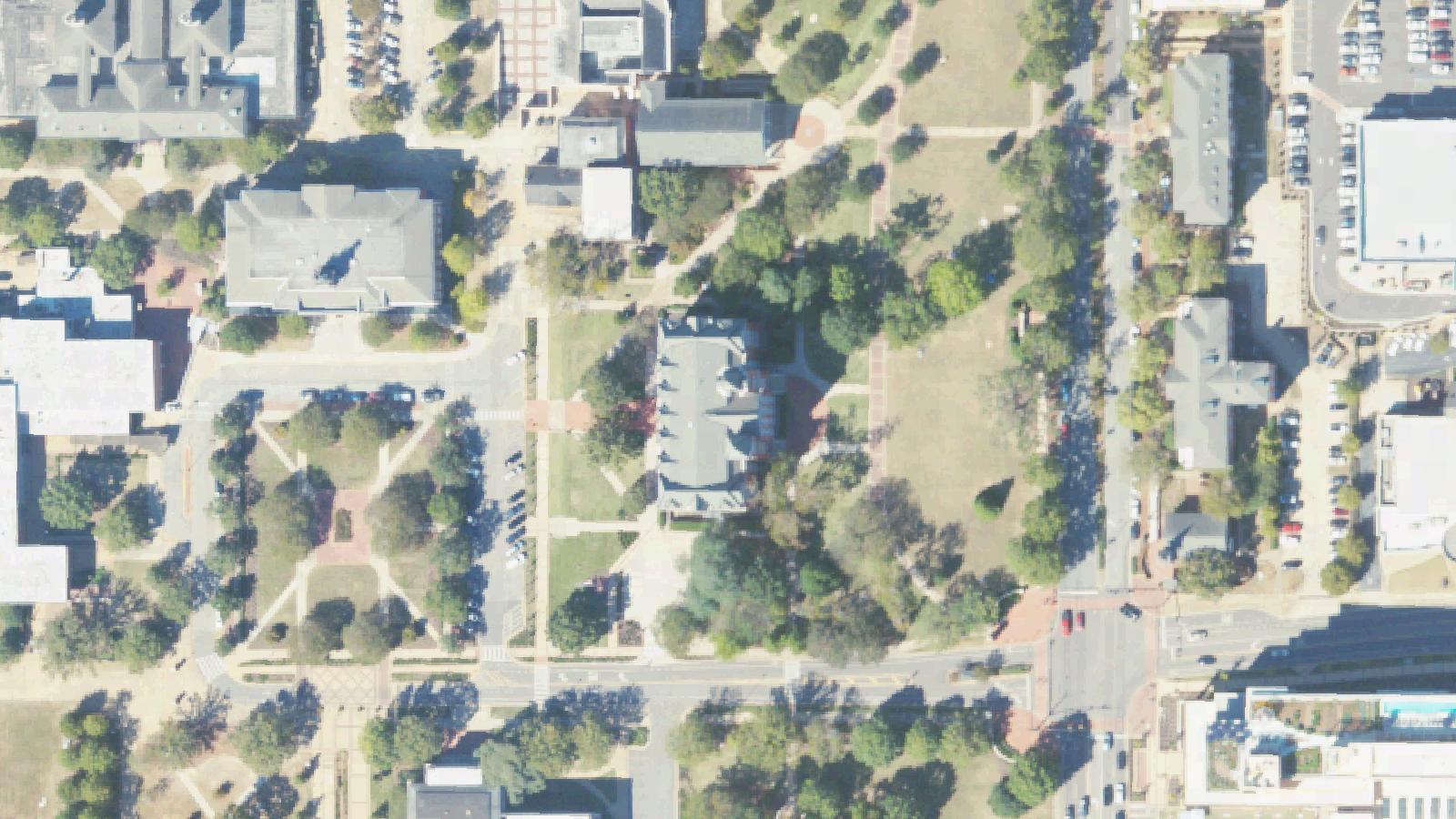 Aerial survey view of Samford Hall — Auburn University