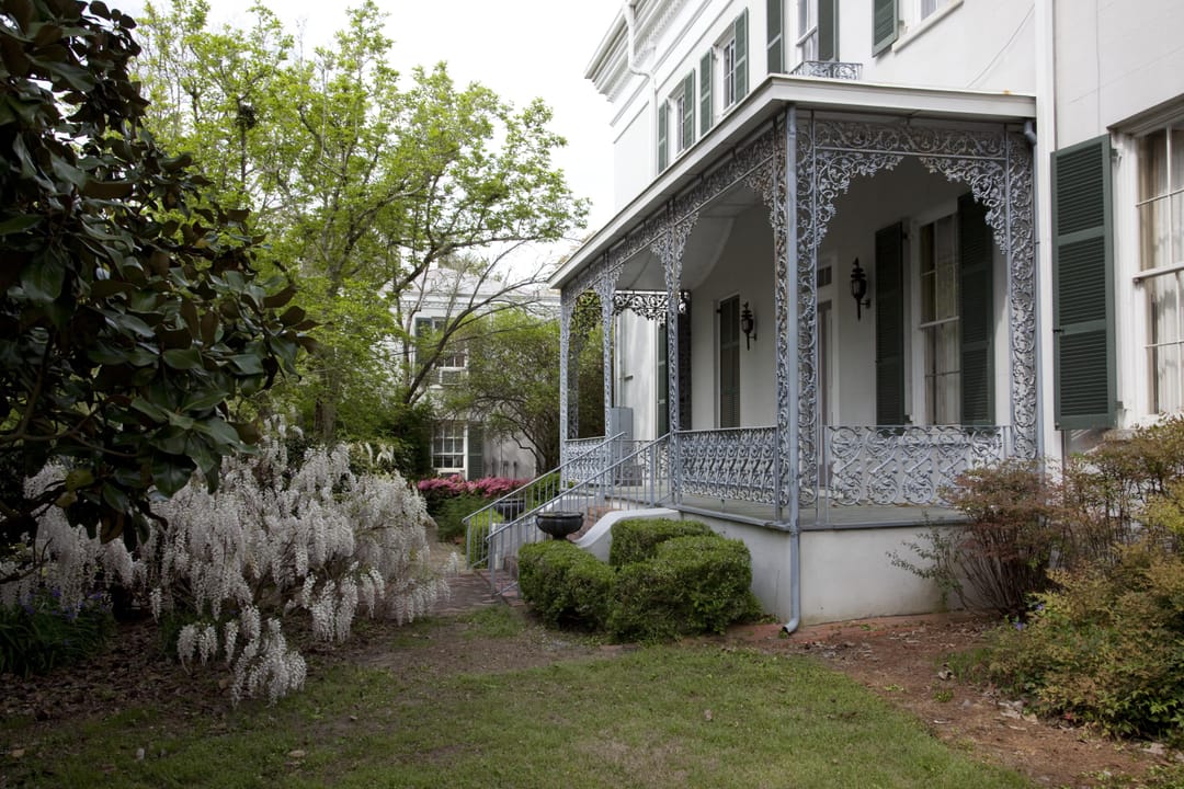 The wisteria-draped side porch and ornate ironwork gallery of Sturdivant Hall, Selma, Alabama, spring 2010 (Carol M. Highsmith, George F. Landegger Collection of Alabama Photographs, Library of Congress).