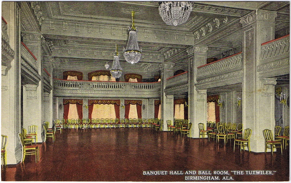 The Tutwiler Hotel, an eight-story 1914 brick building at Park Place in downtown Birmingham, Alabama