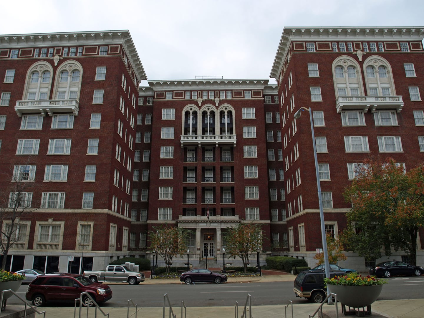 The Tutwiler Hotel, an eight-story 1914 brick building at Park Place in downtown Birmingham, Alabama