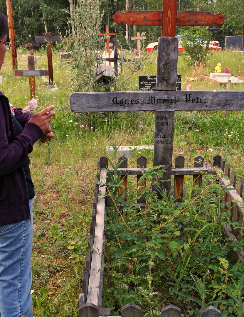 Birch Hill Cemetery on the hillside overlooking Fairbanks, Alaska