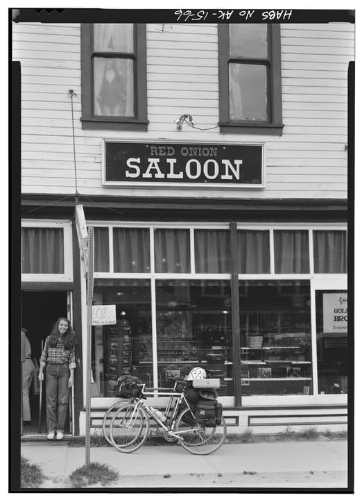 The Red Onion Saloon, a former brothel and current museum, at Broadway and Second Avenue in Skagway, Alaska.