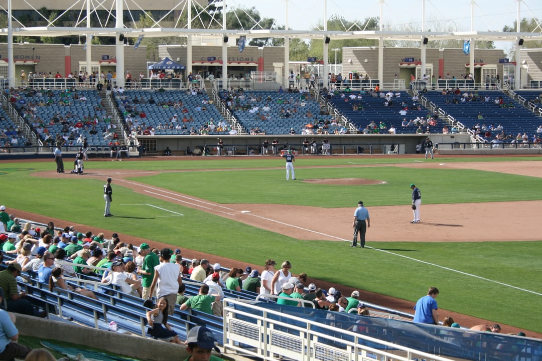 A shot of Maryvale Baseball Park as the Milwaukee Brewers take on the Chicago White Sox in spring training.