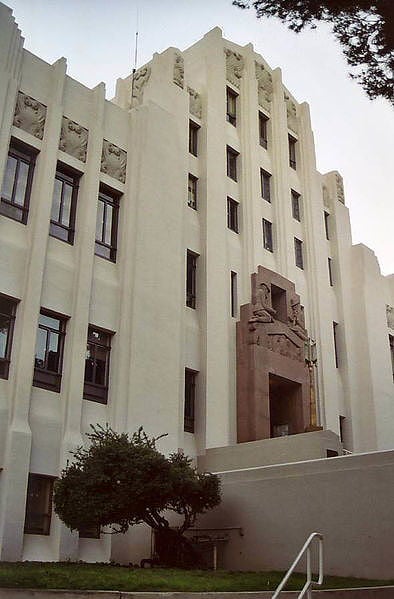 The 1931 Art Deco Cochise County Courthouse on Quality Hill in Bisbee, Arizona, designed by Roy Place