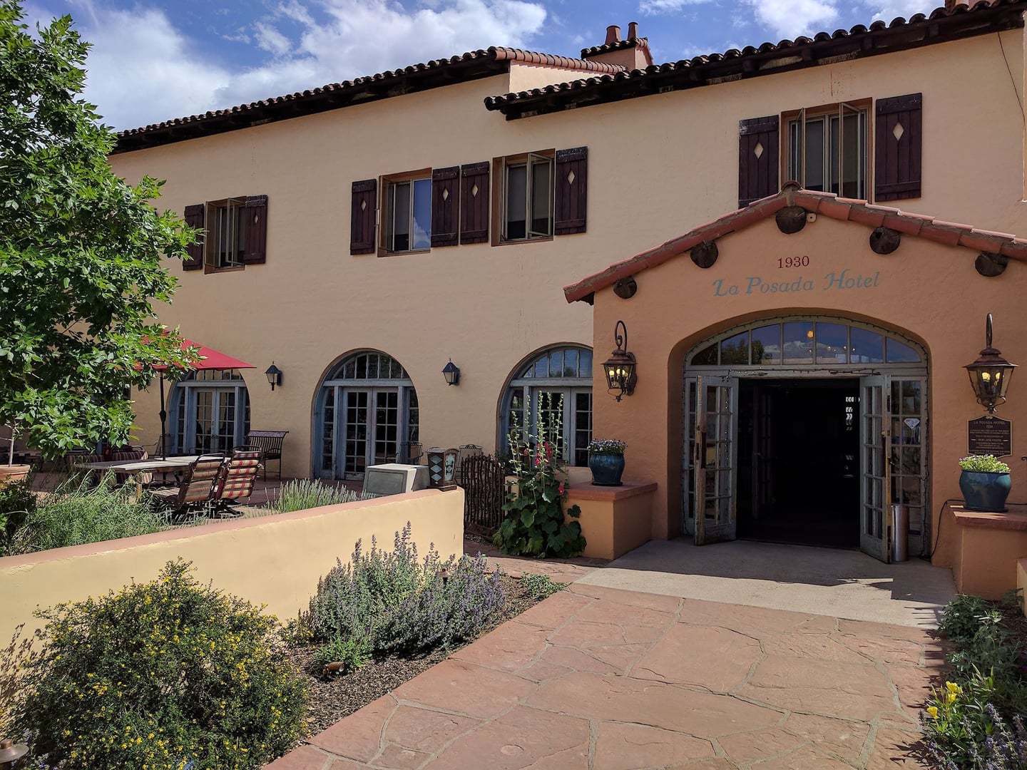 Entrance to the restored La Posada Hotel in Winslow, Arizona