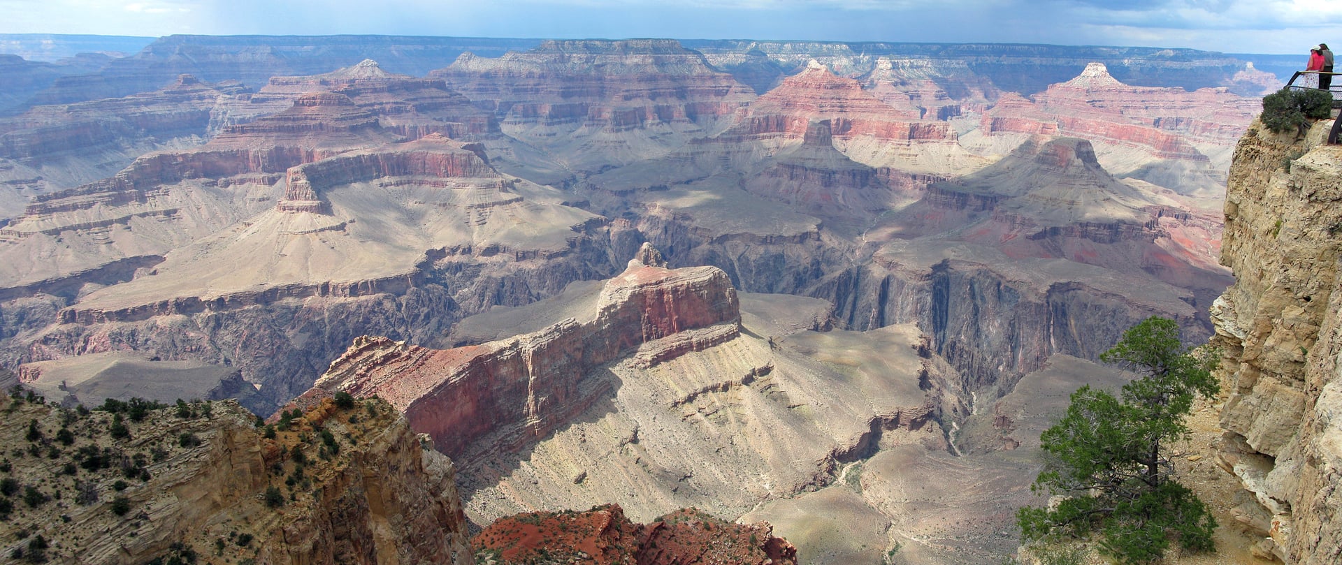 Two rock formations as seen from Rim Drive just west of Grand Canyon Village: Brahma Temple (left) and Zoroaster Temple (right).

Many Grand Canyon rock formations are named after concepts in non-Western religions.