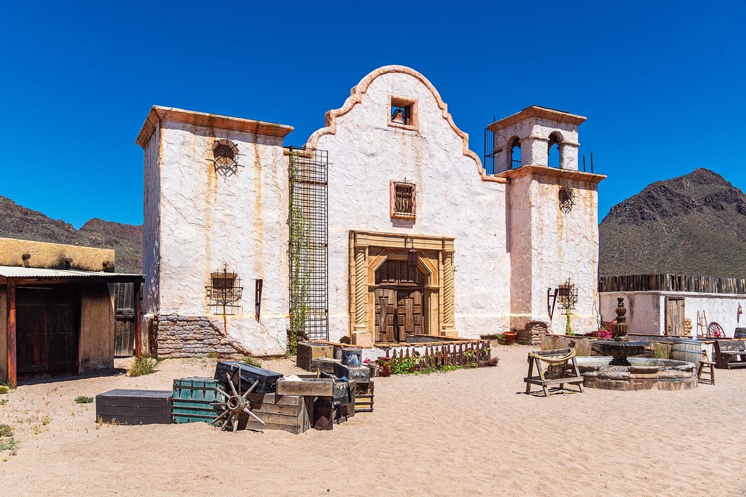 Old Tucson Studios outdoor Western film set with period buildings on a dry Arizona day