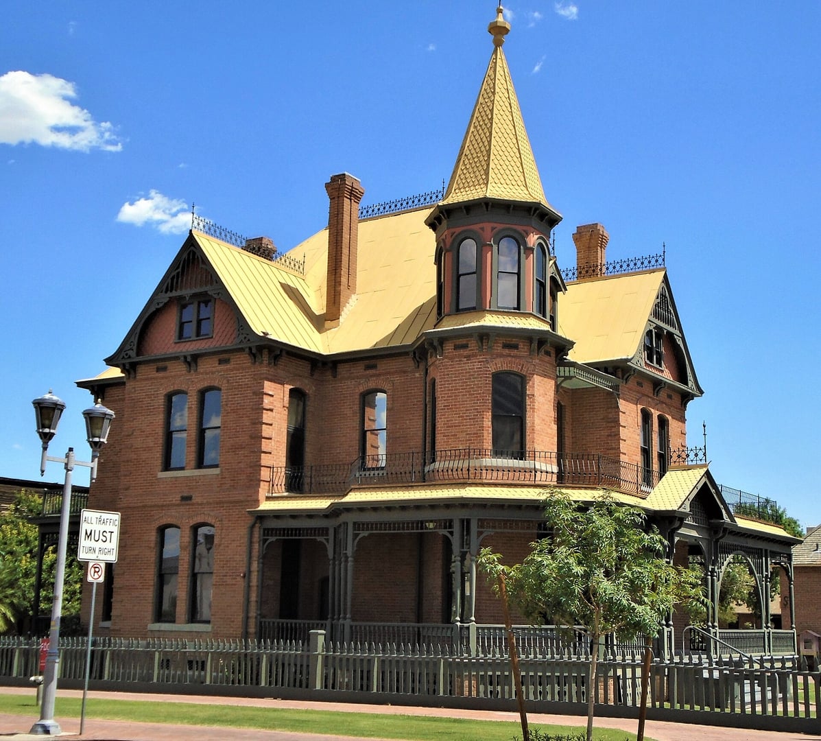 The Rosson House Museum at Heritage Square, an 1895 Stick-Eastlake Queen Anne Victorian at 113 N 6th Street in downtown Phoenix, Arizona, viewed from the northwest