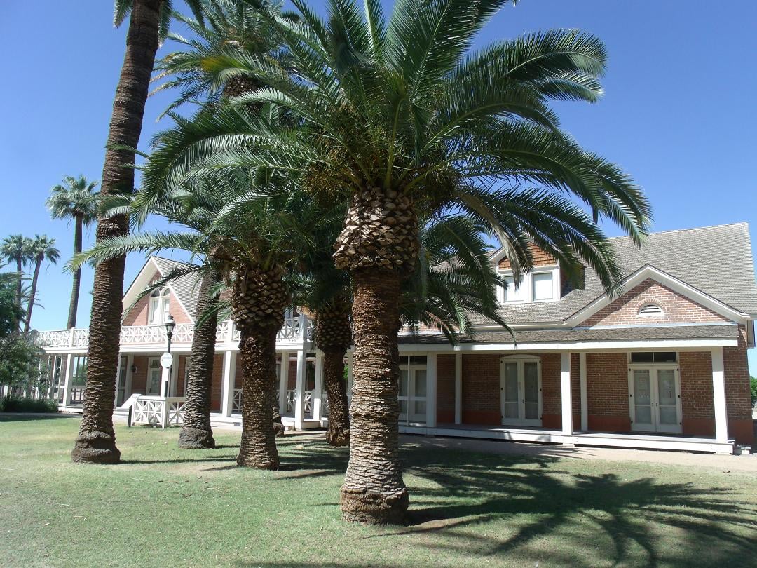 The 1886 Main Mansion at Sahuaro Ranch in Glendale, Arizona, a National Register of Historic Places property once known as the 'Showplace of the Valley.'