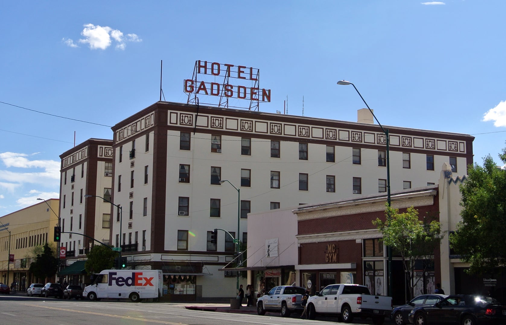 The Gadsden Hotel in Douglas, Arizona, a five-story 1929 Henry Trost building on G Avenue