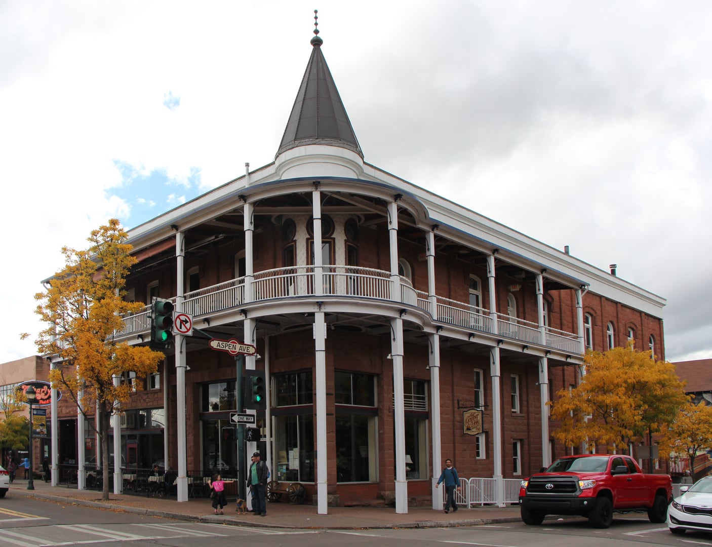 Weatherford Hotel facade at 23 N. Leroux Street in downtown Flagstaff, Arizona