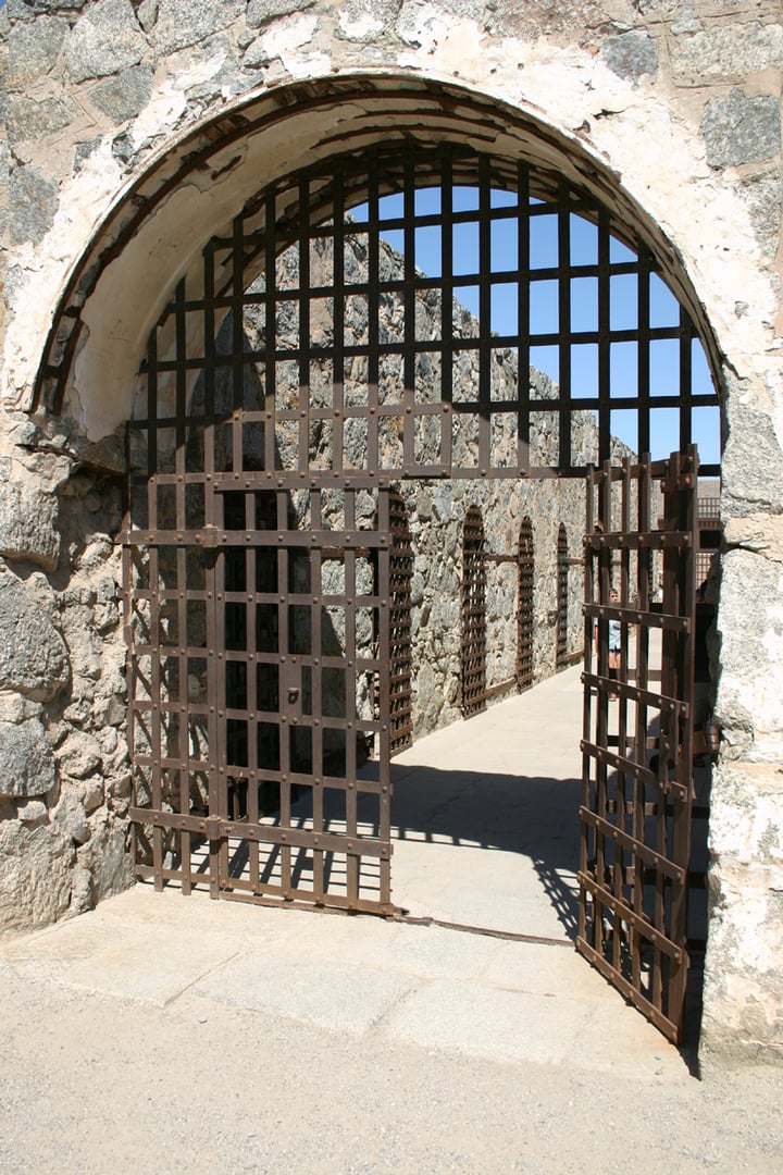 Main gate of historic Yuma Territorial Prison State Historic Park in Yuma Arizona