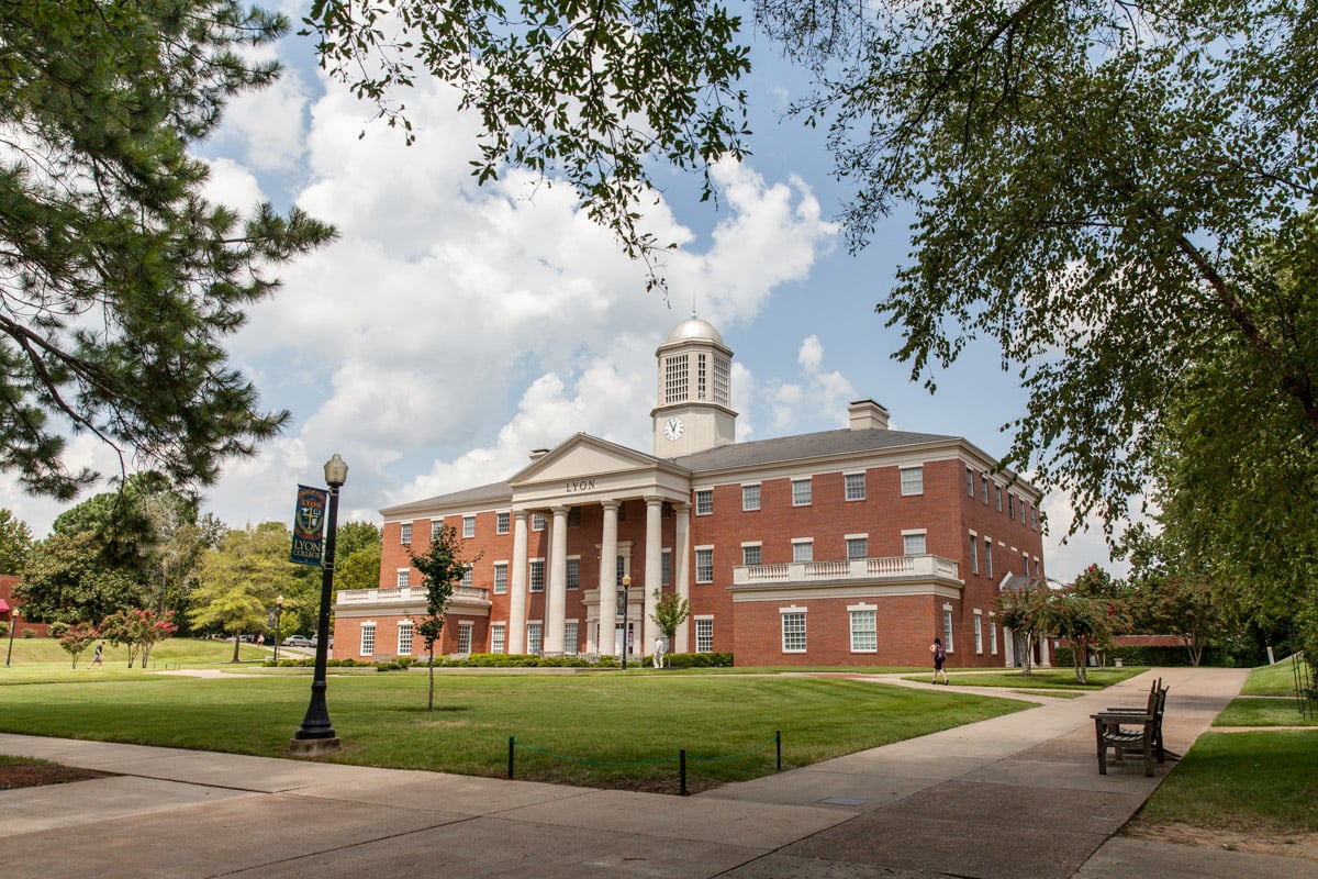 The Lyon Building on the Lyon College campus in Batesville, Arkansas, a centerpiece administrative structure on the former Masonic Home grounds.