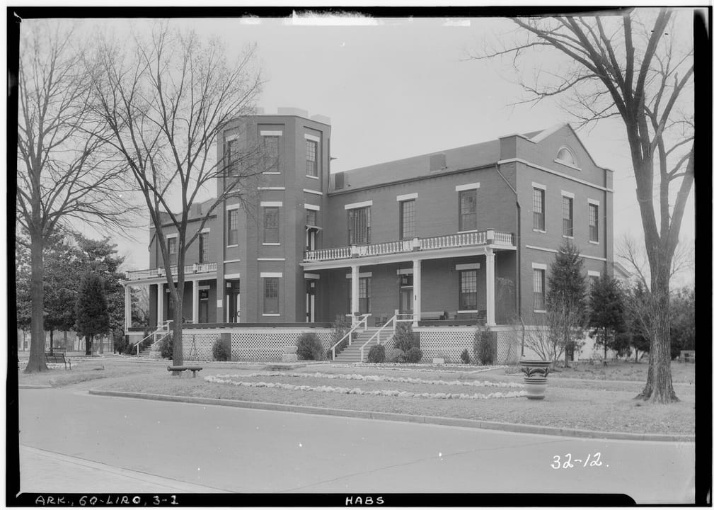 Historic American Buildings Survey photograph of the Tower Building (then the U.S. Arsenal Building), view from the northwest, April 12, 1934.