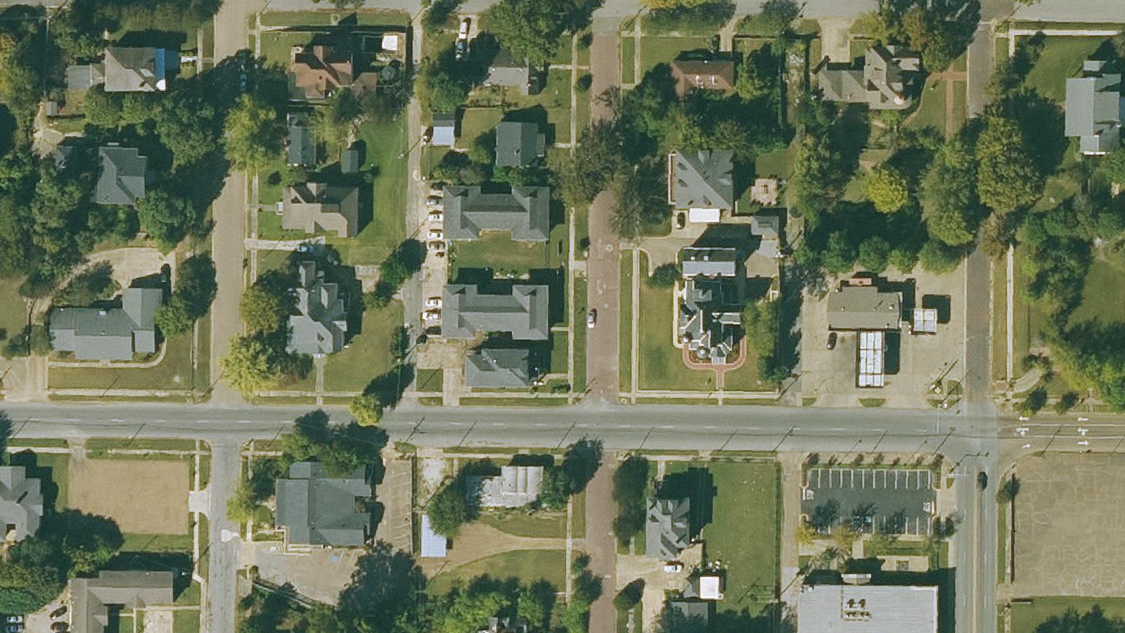 Aerial survey view of Maple Hill Cemetery and Helena Confederate Cemetery
