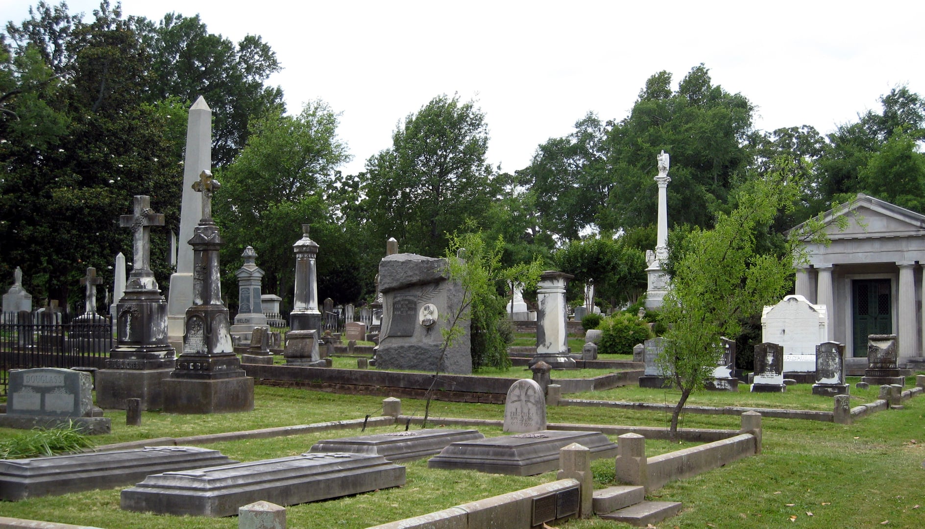 Historic gravestones and monuments fill Mount Holly Cemetery, known as the Westminster Abbey of Arkansas, in Little Rock