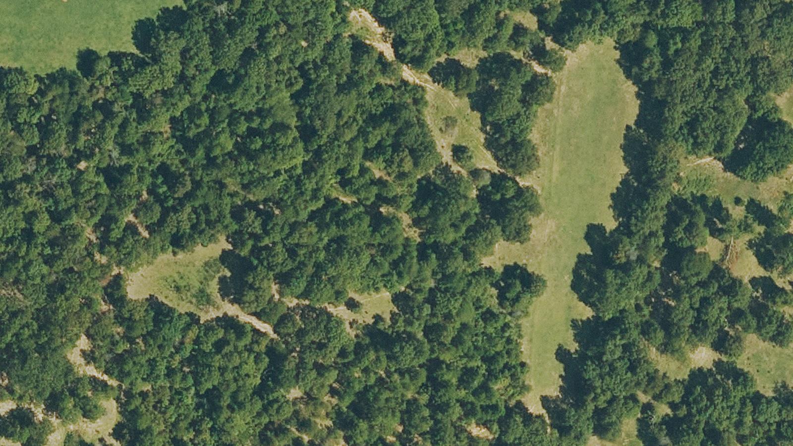Aerial survey view of Old Church House and Cemetery near Oxford