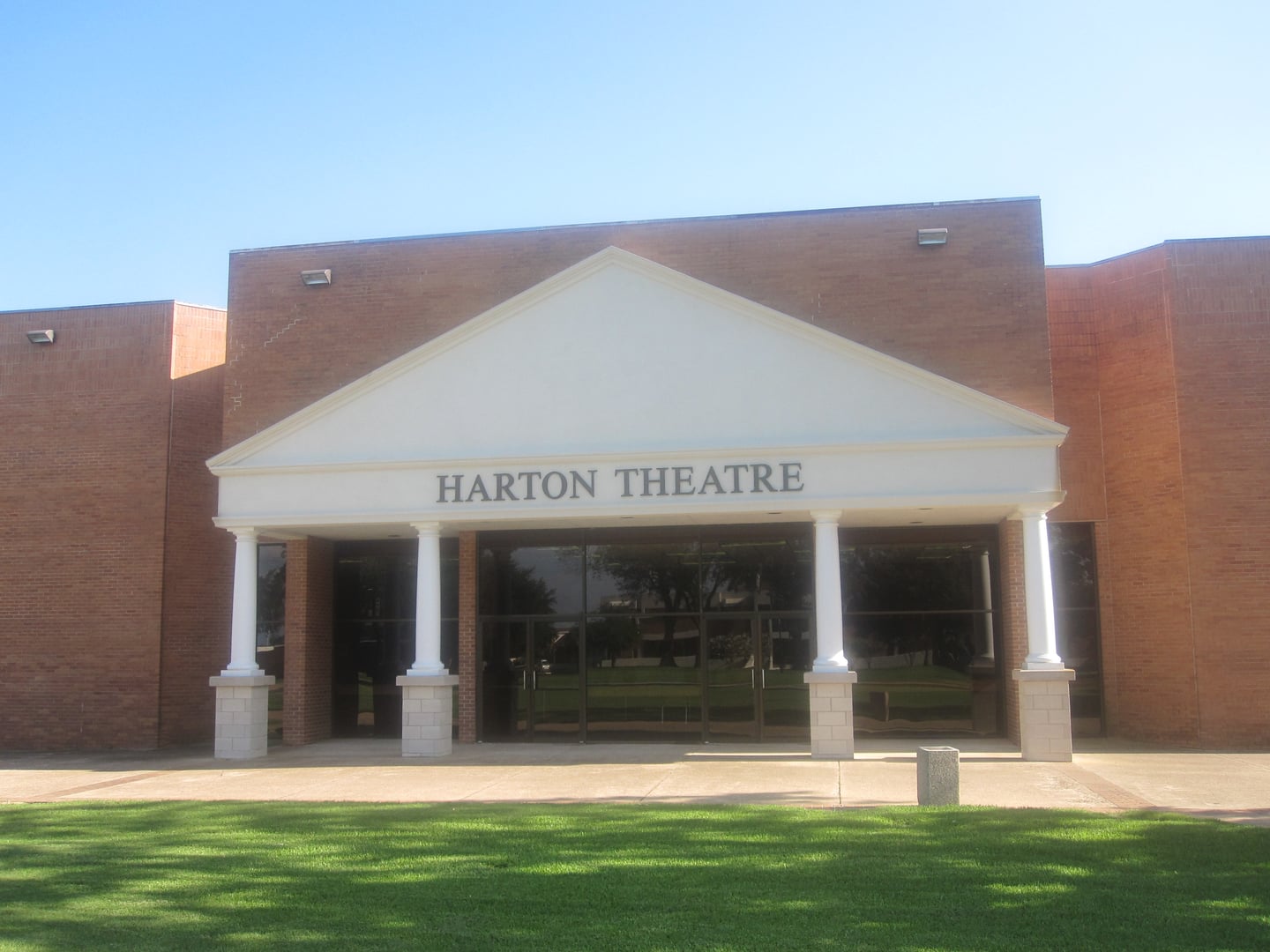 Exterior of the Harton Theatre on the campus of Southern Arkansas University in Magnolia, Arkansas, a historic 1909 performance venue