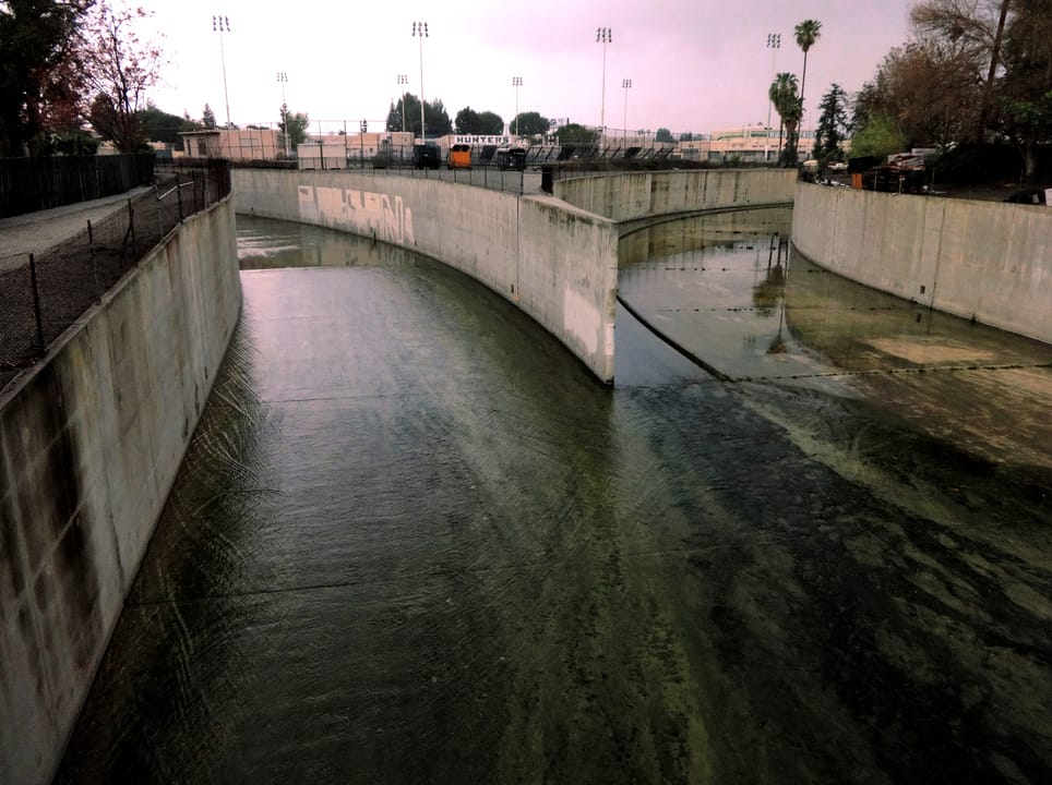 Los Angeles River origin at the confluence of Bell Creek and Arroyo Calabasas.