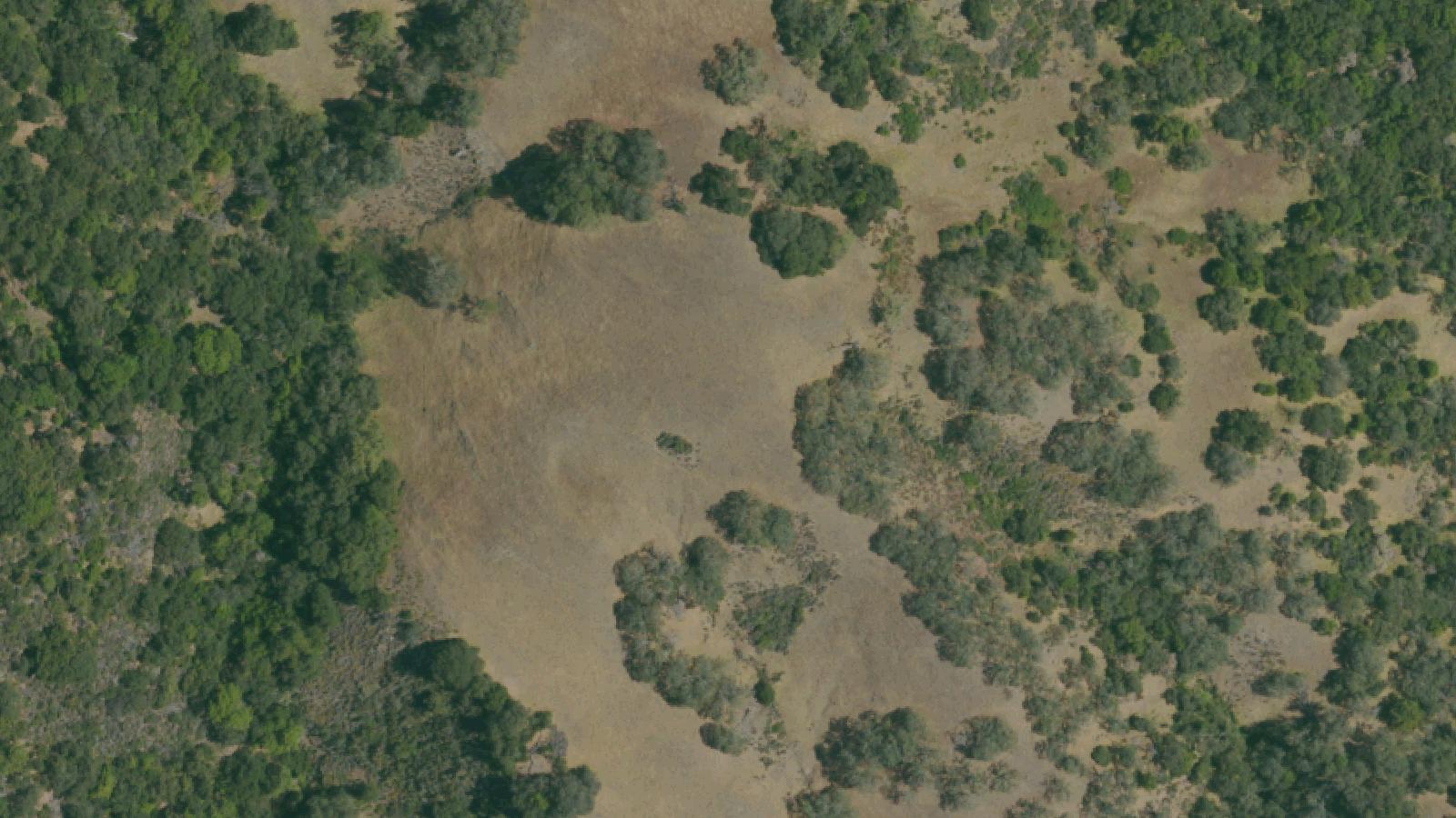 Aerial survey view of Almaden Quicksilver County Park (Hacienda Cemetery)