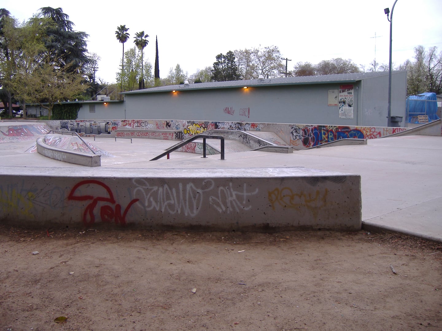 Concrete bowls and ramps at Applegate Park Skate Park in Merced, California, photographed in 2006