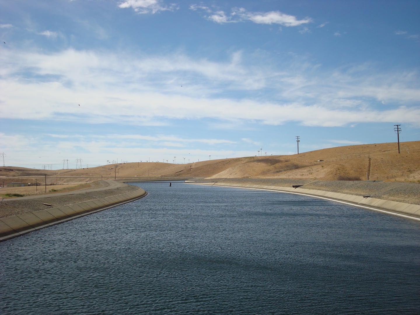 The California Aqueduct as it emerges Bethany Reservoir in eastern Alameda County, California.

A part of the California State Water Project system infrastructure.