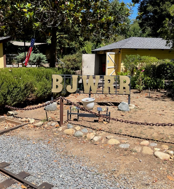 Photograph of the Billy Jones Railroad Station in Oak Meadow Park Adjacent to Vasona Lake County Park, in Los Gatos, California.