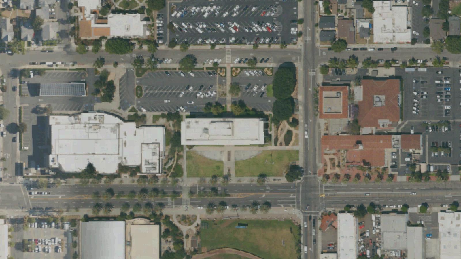 Aerial survey view of Cal State Fullerton Dormitory