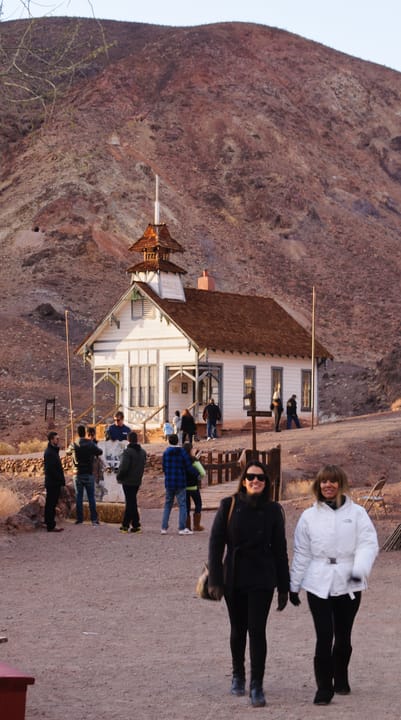 Calico, a ghost town located in Yermo halfway between Los Angeles and Las Vegas, was once a very productive silver mining town, home to over 3,000 people in the 1880s. The decline in silver prices killed the mines in 1896, and the town shriveled to nothing. Today's Calico is a 1950s reconstruction b