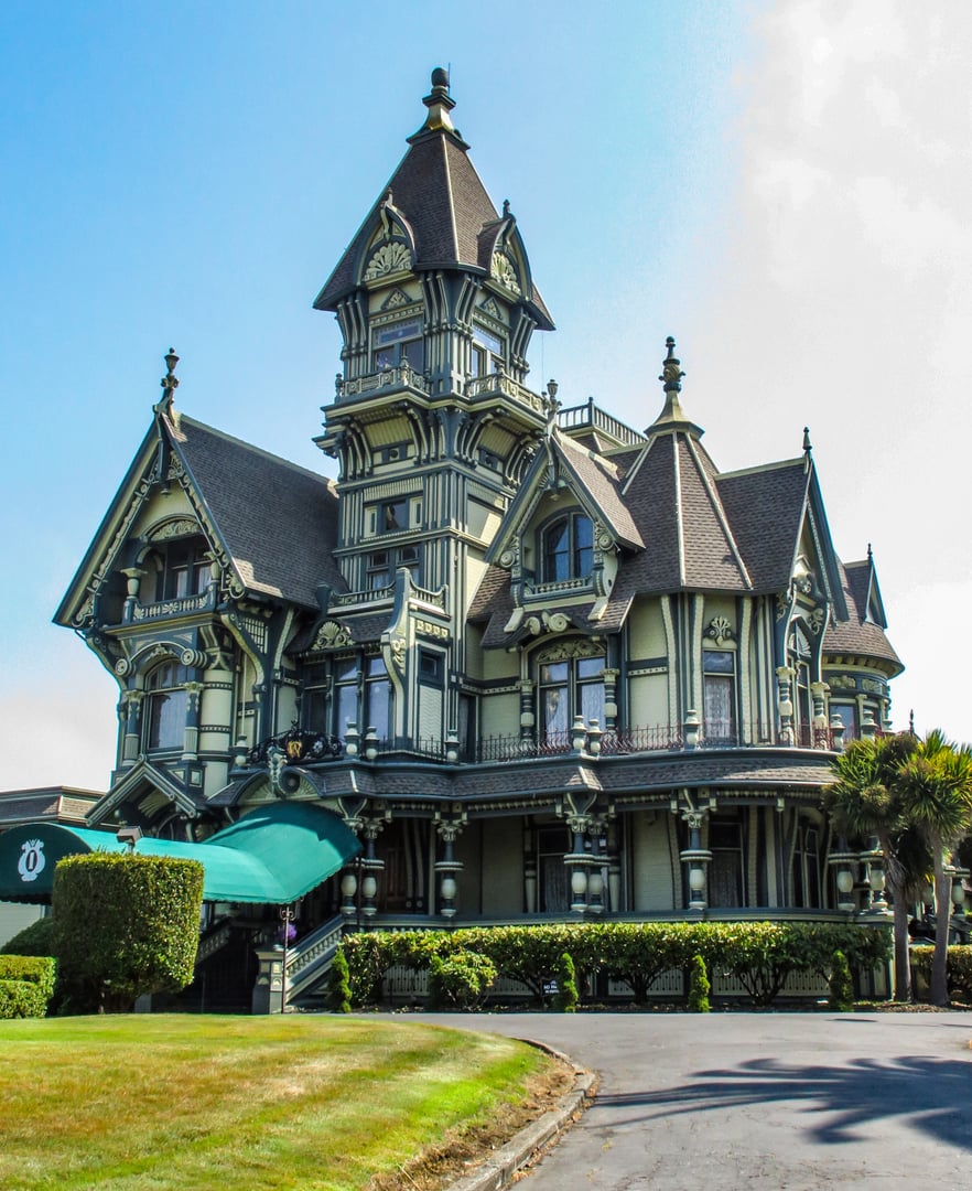 Eighteen-room Victorian Carson Mansion (1886), Queen Anne / Eastlake / Stick redwood lumber-baron home in Eureka, California.
