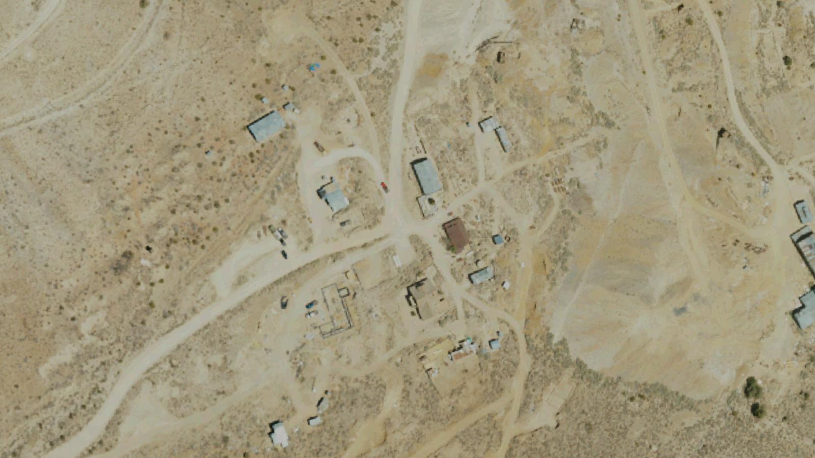 Aerial survey view of Cerro Gordo Ghost Town
