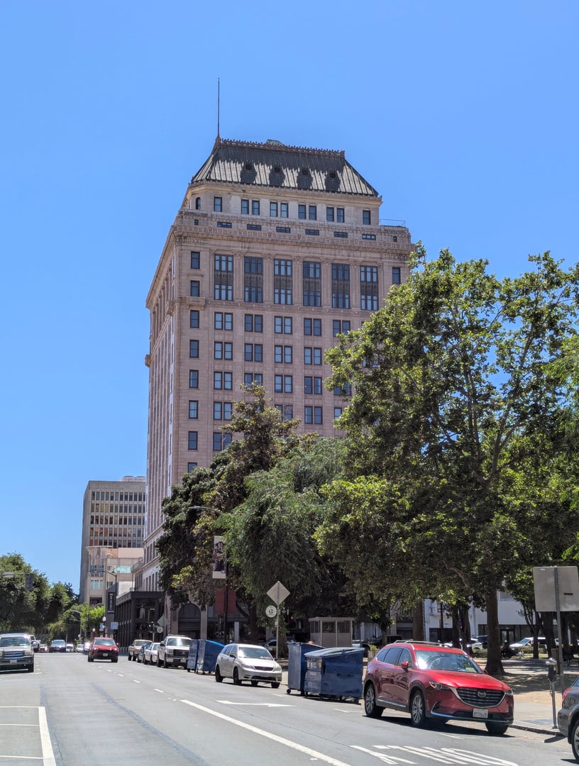 Historic 1925 facade of The Citizen Hotel (Autograph Collection) in downtown Sacramento, a 14-story former California Western States Life Insurance building