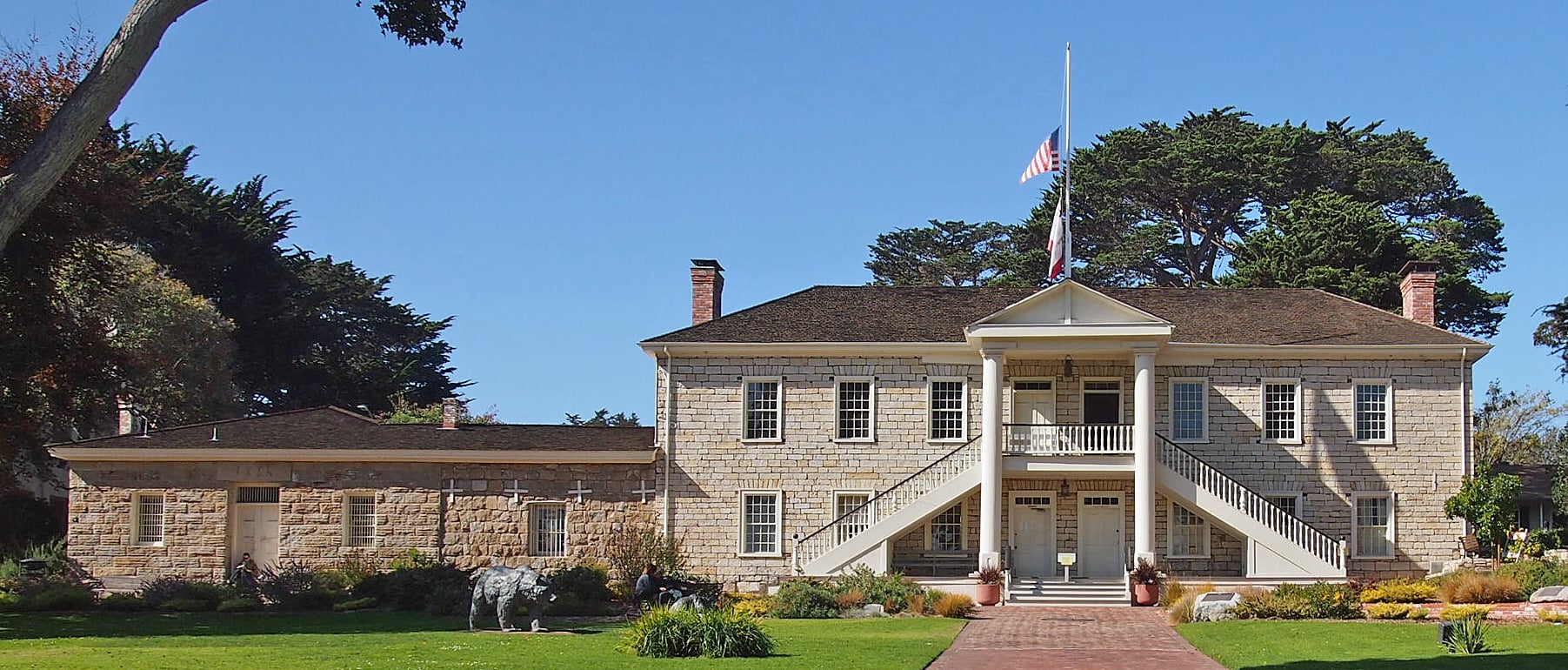 Exterior view of Colton Hall and the attached Old Monterey Jail on Pacific Street, Monterey, California