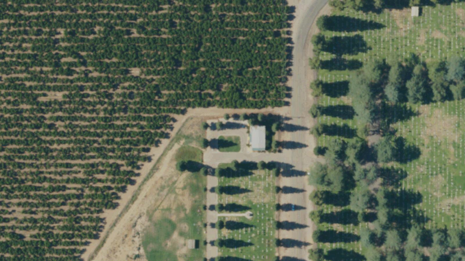 Aerial survey view of Del Rey Cemetery