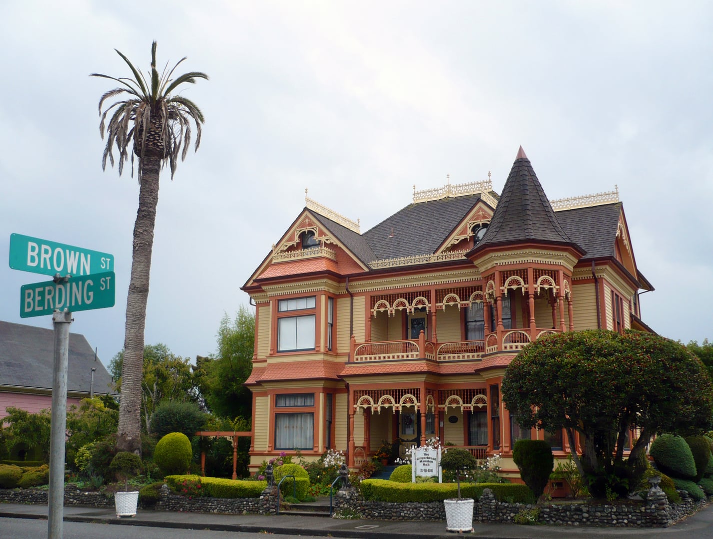 Gingerbread Mansion Inn at corner of Brown and Berding Streets, Ferndale California