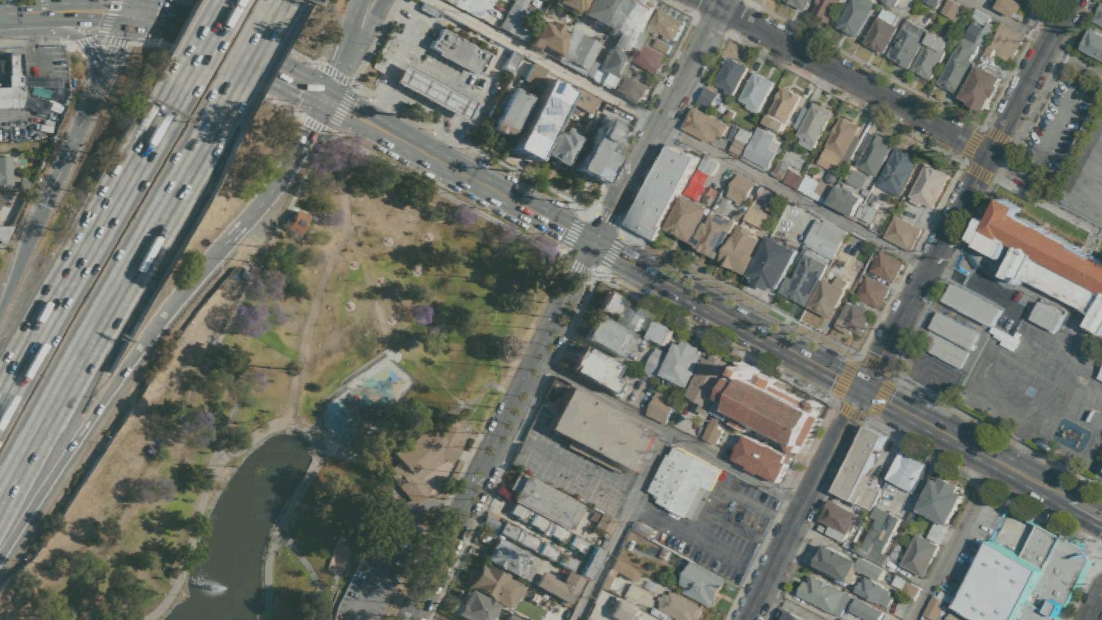 Aerial survey view of Hollenbeck Park (Elizabeth Hollenbeck Estate)