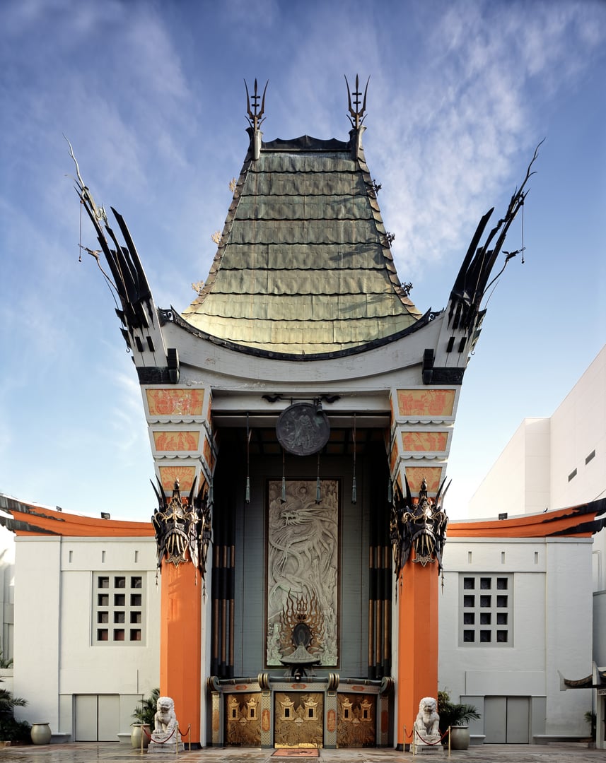 Forecourt entrance of Grauman's (TCL) Chinese Theatre on Hollywood Boulevard in Hollywood, California