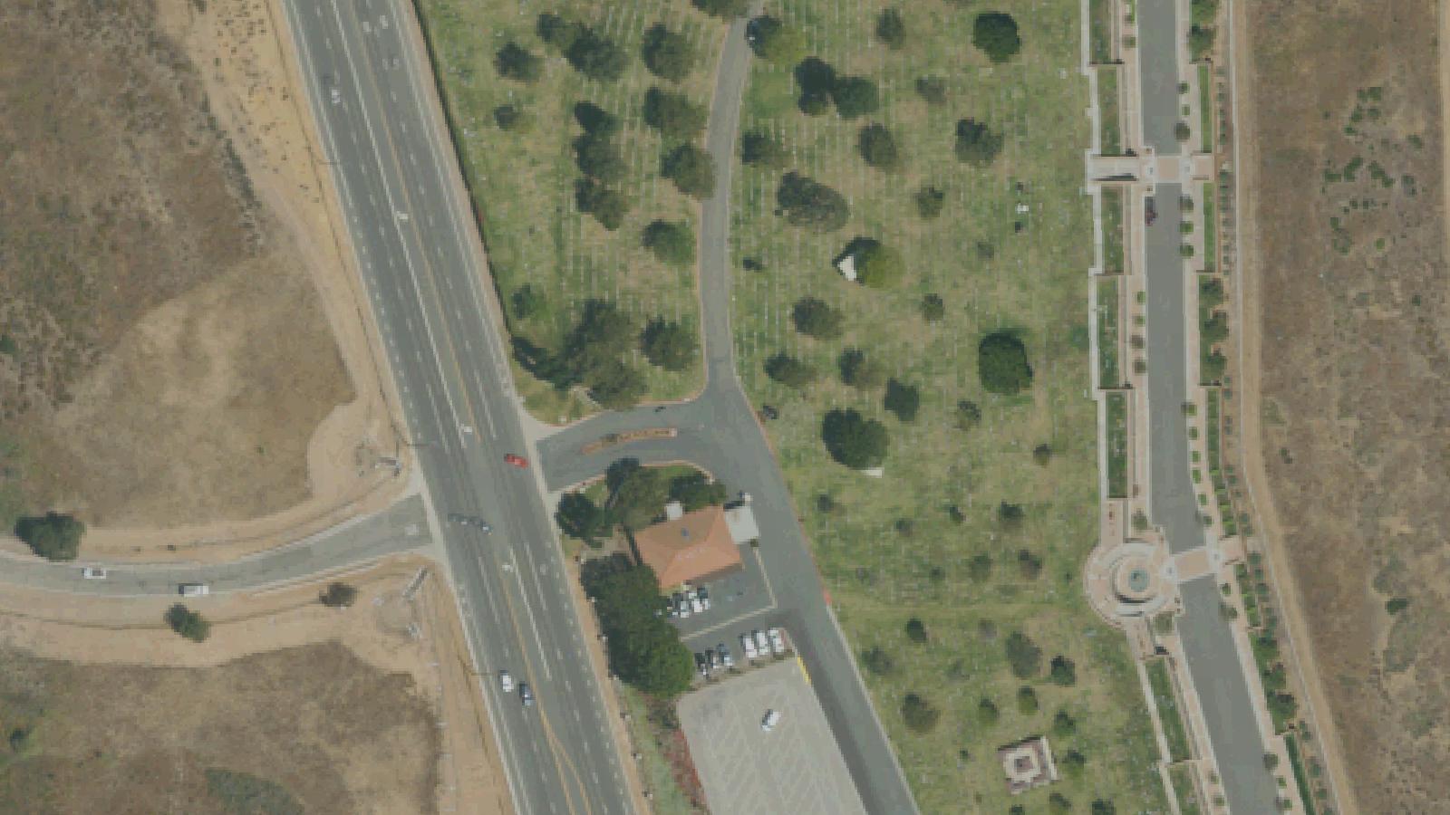 Aerial survey view of Holy Sepulcher Cemetery