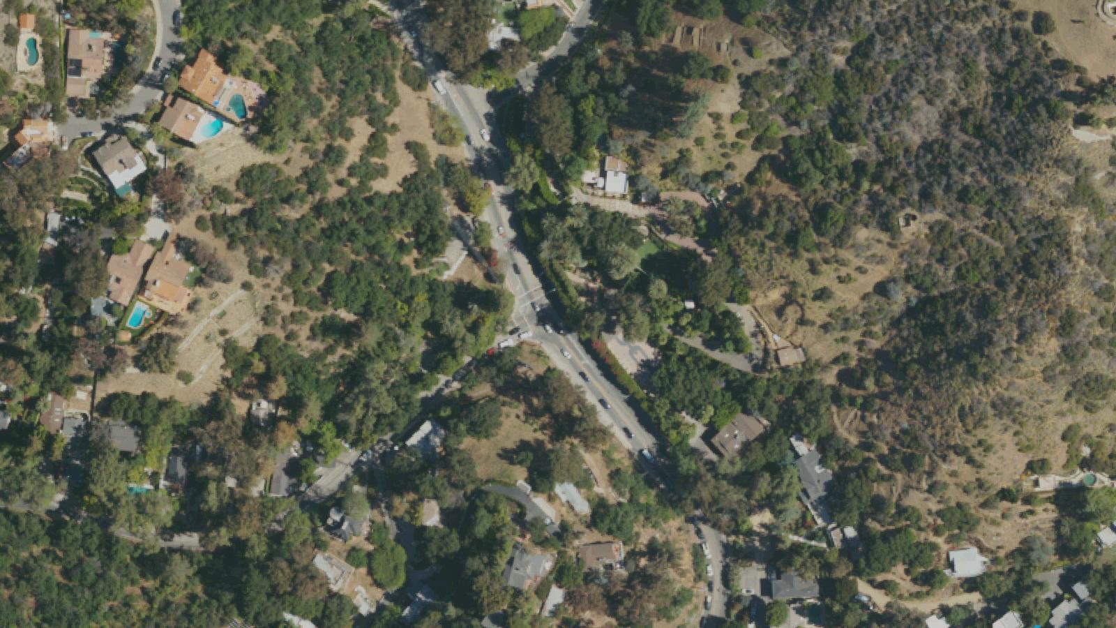 Aerial survey view of Houdini Estate Ruins (Laurel Canyon)