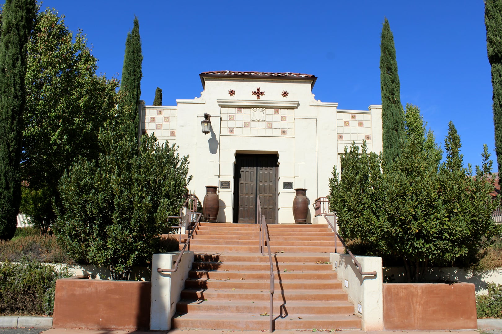Main entrance of Villa La Paz at the Cesar E. Chavez National Monument in Keene, California — the former Stony Brook Sanatorium and later UFW headquarters