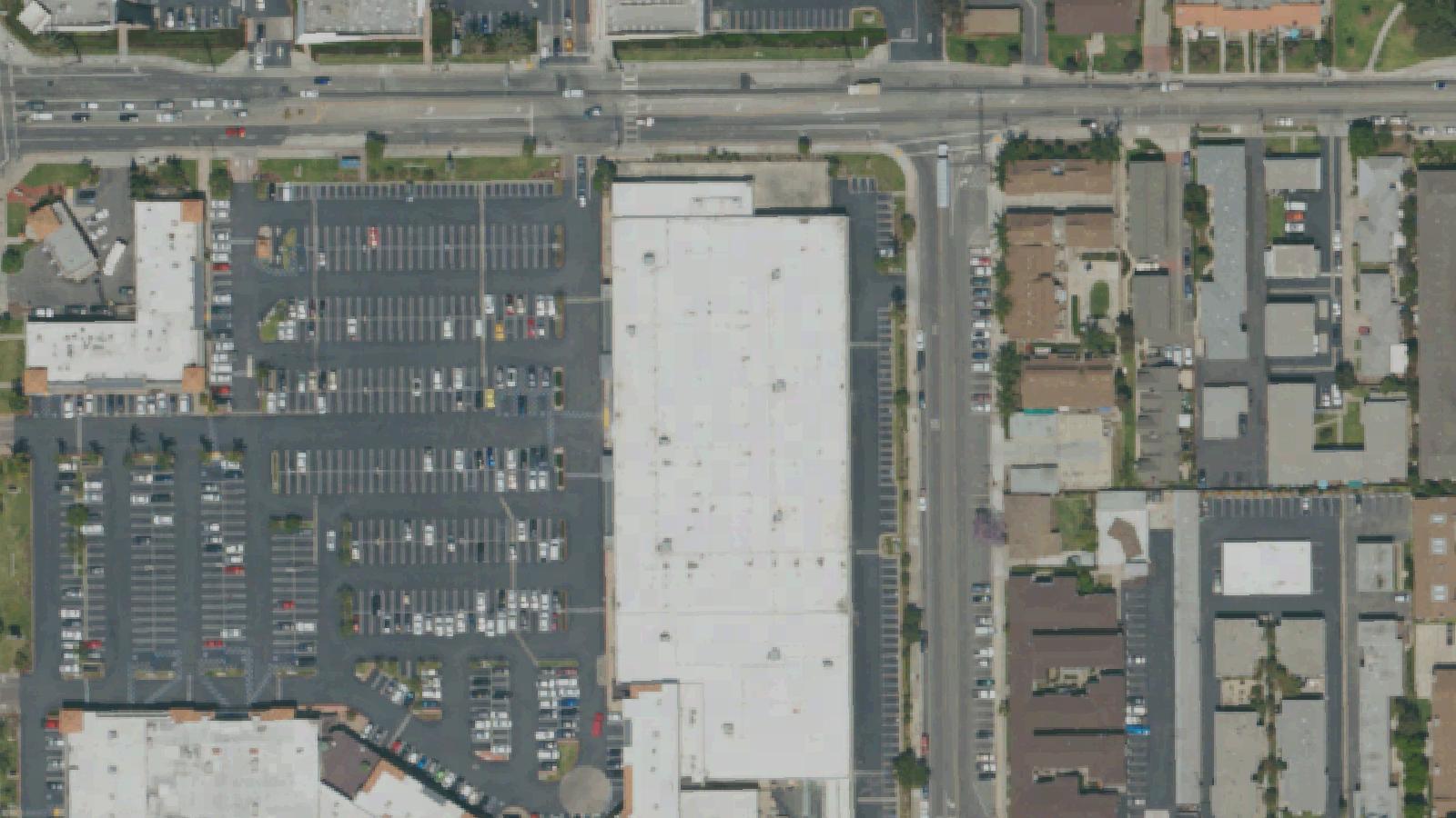 Aerial survey view of Kmart on Euclid (Anaheim)