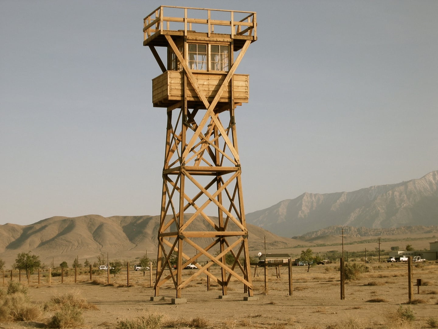 Replica guard tower at Manzanar National Historic Site, Owens Valley, California